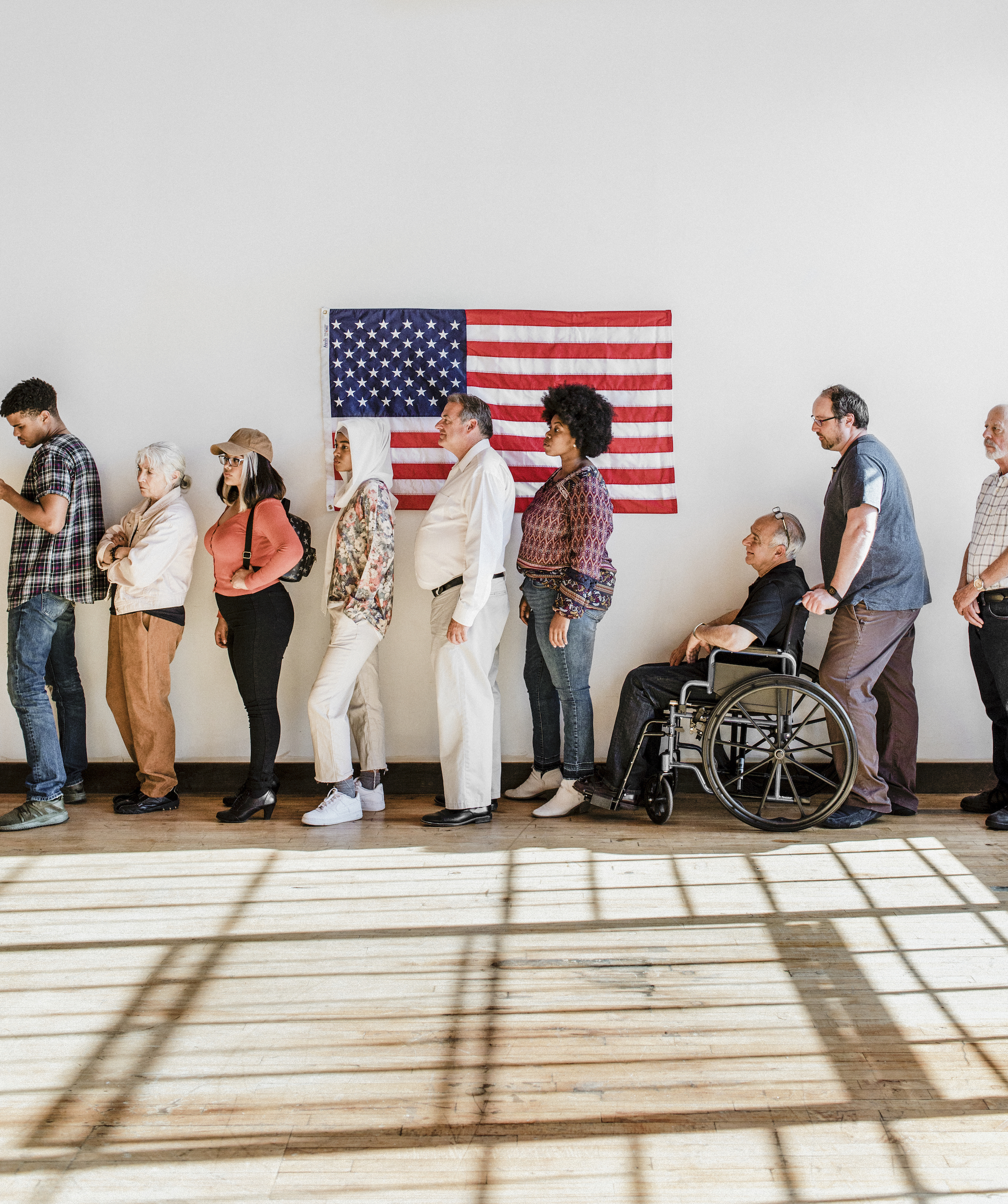 American queuing at a polling place